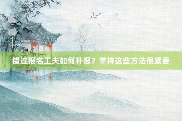 错过报名工夫如何补报？掌持这些方法很紧要